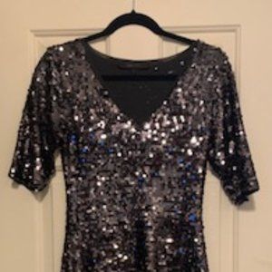 BCBG Maxazria Black Sequin Cocktail Dress